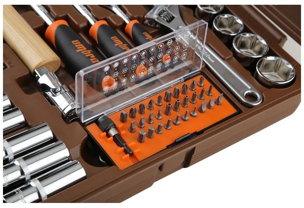Универсальный набор инструмента 1/4", 3/8" и 1/2"DR Ombra OMT131S, 131 штука - фото